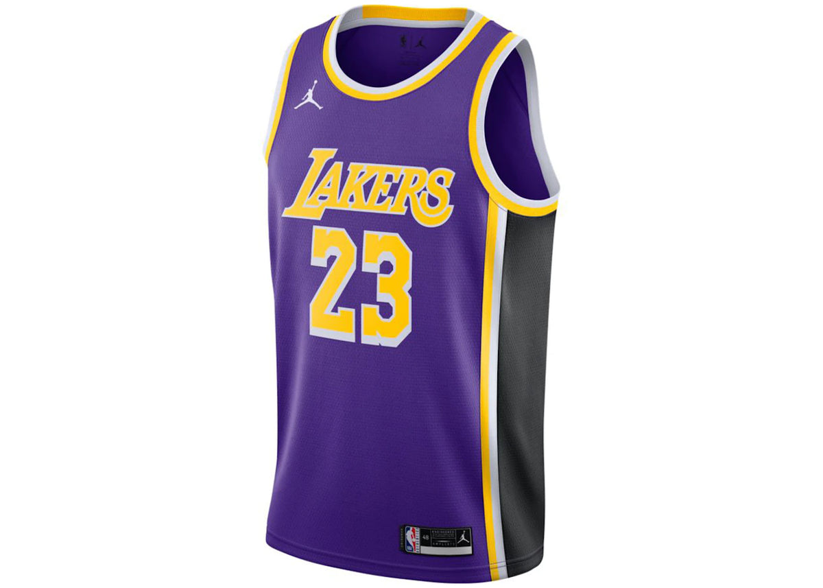 Nike NBA Los Angeles Lakers Lebron James Statement Edition 2020 Swingman Jersey Purple/Yellow - vue secondaire A