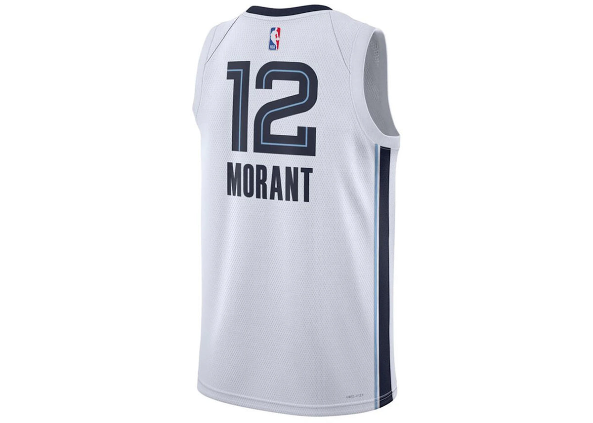 Nike NBA Memphis Grizzlies Ja Morant Association Edition Dri-FIT Swingman Jersey White/Dark Blue - vue secondaire B