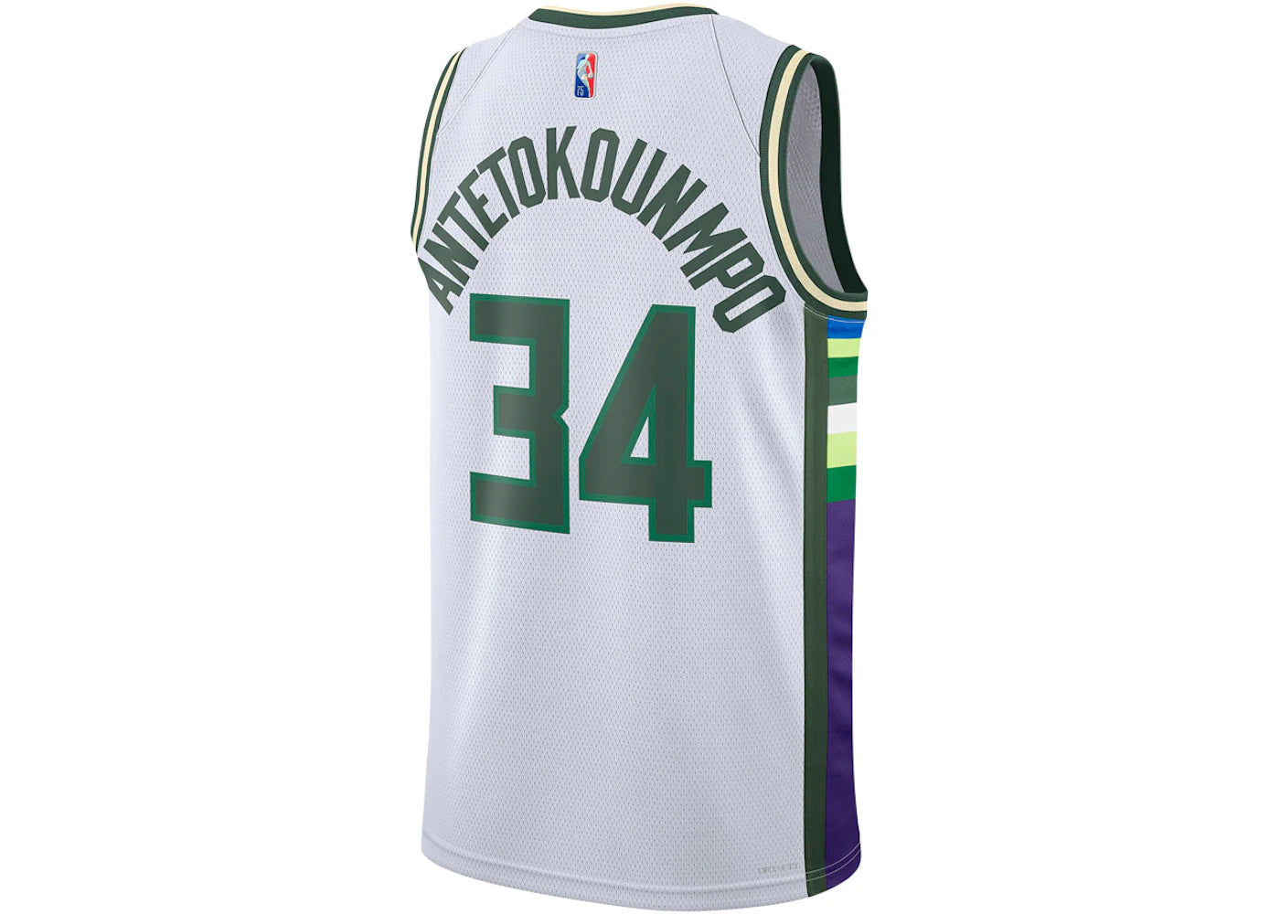 Nike NBA Milwaukee Bucks City Edition Giannis Antetokounmpo 34 Dri-FIT Swingman Jersey White - vue secondaire B