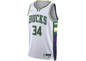Nike NBA Milwaukee Bucks City Edition Giannis Antetokounmpo 34 Dri-FIT Swingman Jersey White