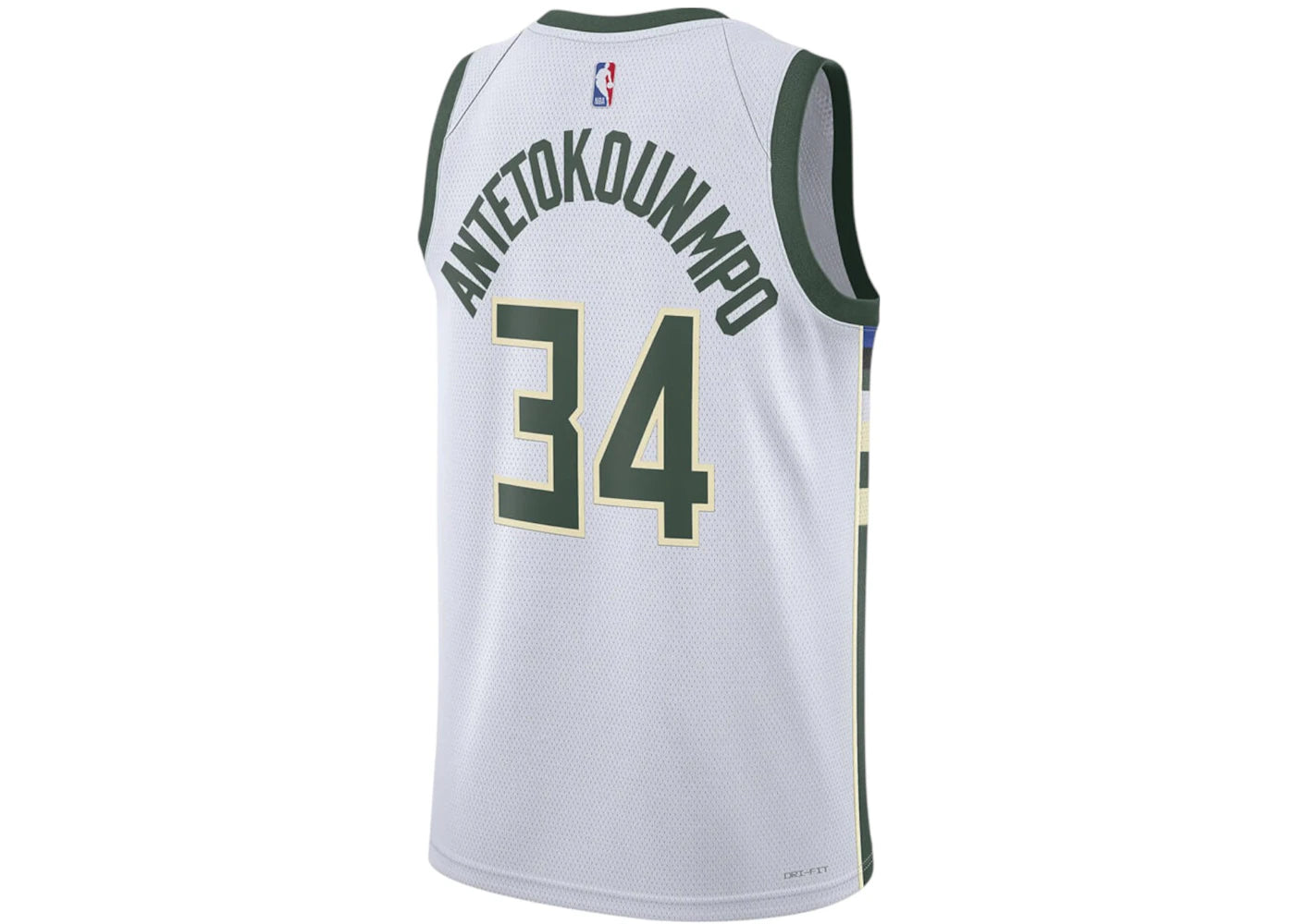 Nike NBA Milwaukee Bucks Giannis Antetokounmpo Association Edition Swingman Dri-Fit Jersey White/Green/Cream - vue secondaire A