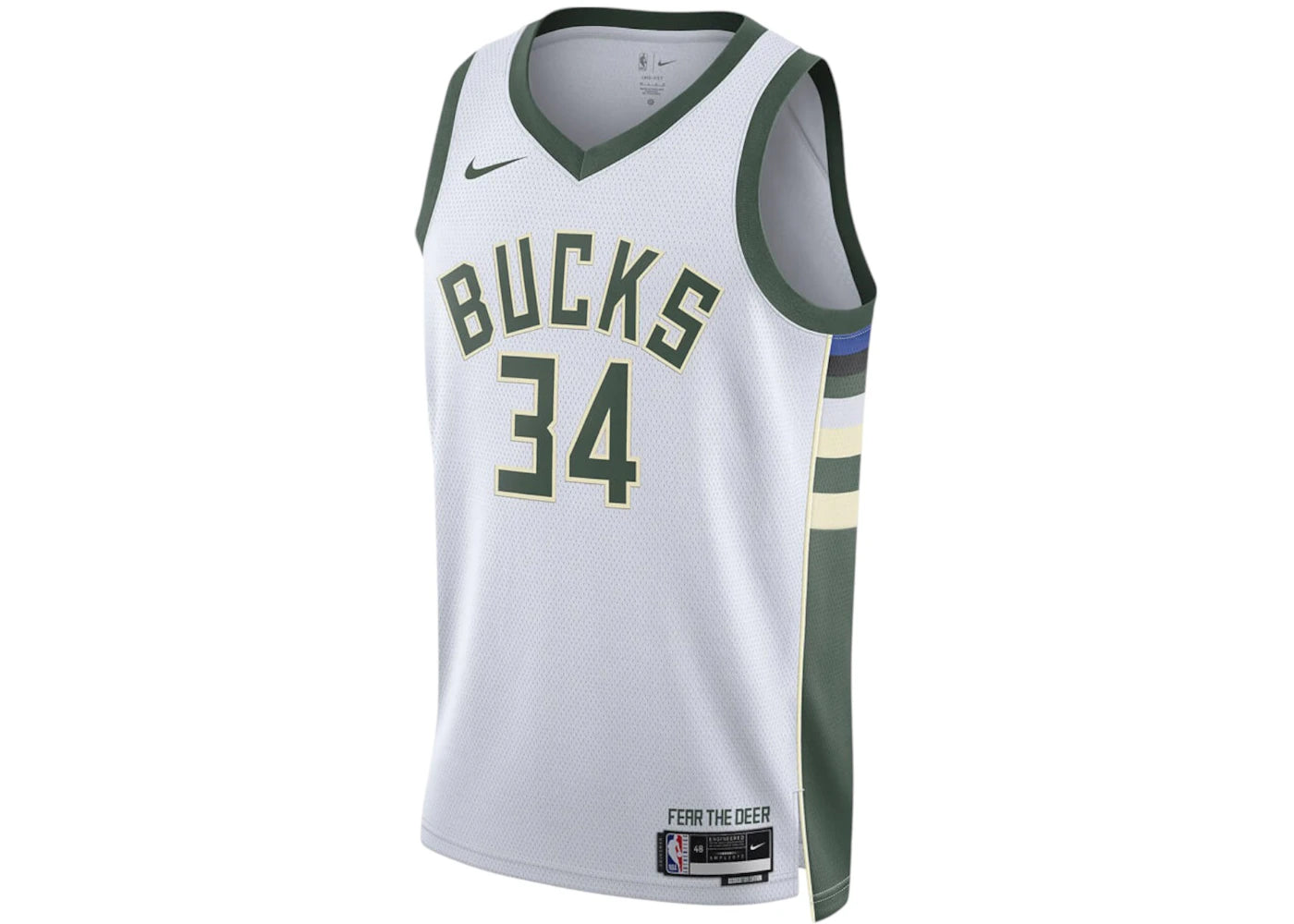 Nike NBA Milwaukee Bucks Giannis Antetokounmpo Association Edition Swingman Dri-Fit Jersey White/Green/Cream - vue 360