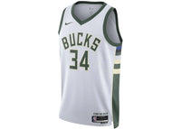 Nike NBA Milwaukee Bucks Giannis Antetokounmpo Association Edition Swingman Dri-Fit Jersey White/Green/Cream