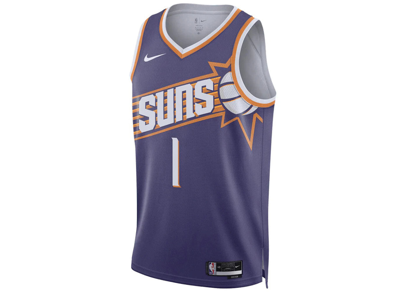 Nike NBA Phoenix Suns Devin Booker Icon Edition Dri-Fit Swingman Jersey Purple/White - vue 360