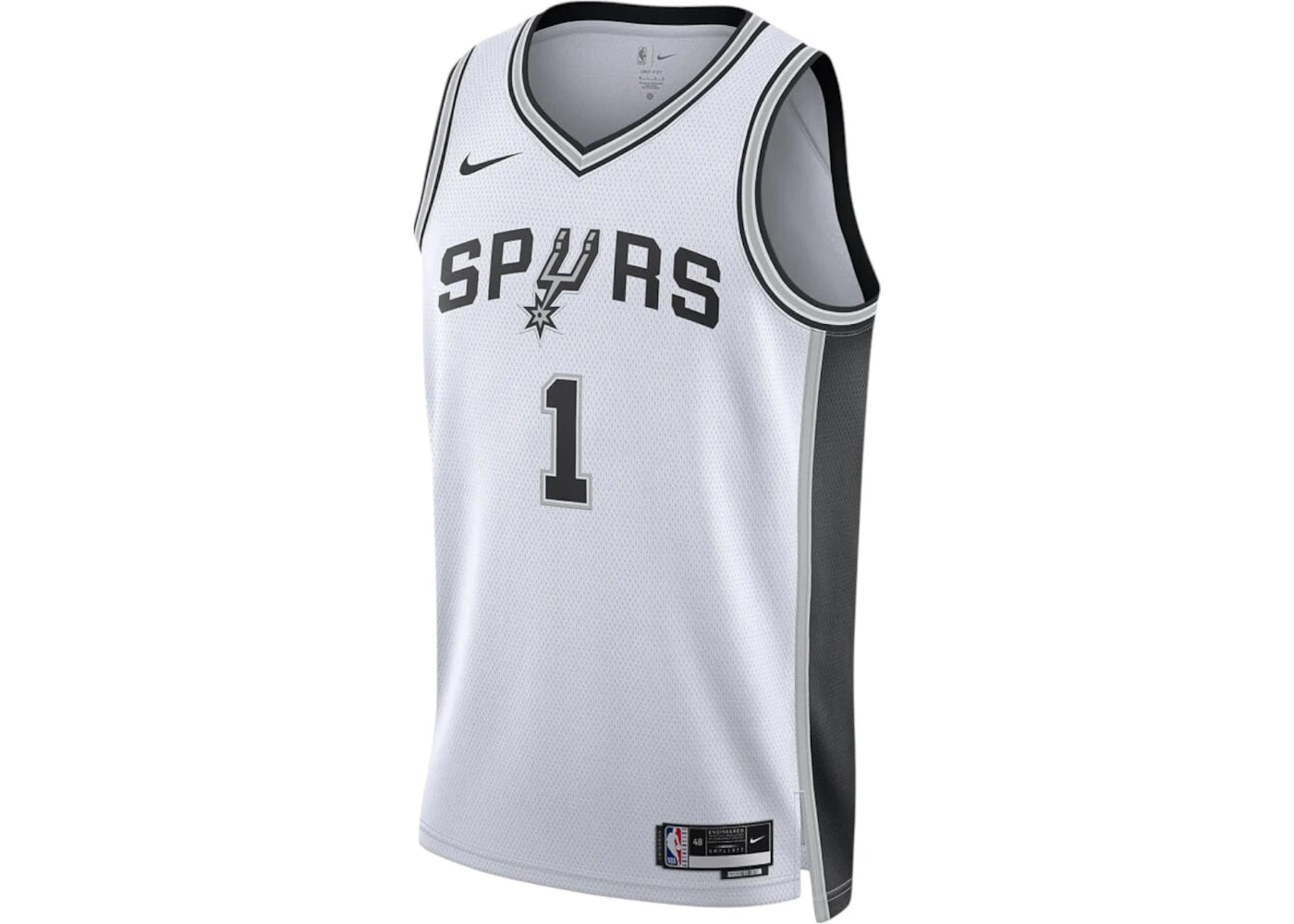 Nike NBA San Antonio Spurs Victor Wembanyama Association Edition Swingman Dri-FIT Jersey White/Black/Grey - vue 360