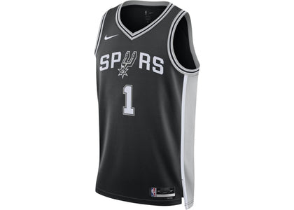 Nike NBA San Antonio Spurs Victor Wembanyama Icon Edition Swingman Dri-FIT Jersey Black/White/Grey - apparel view 2