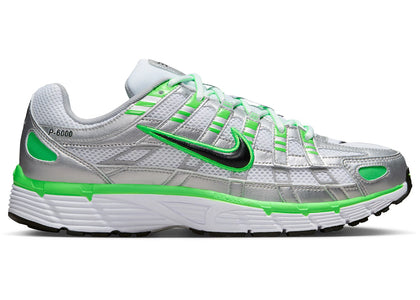 Nike P-6000 SE Metallic Silver White Green Strike - authentic Nike sneakers