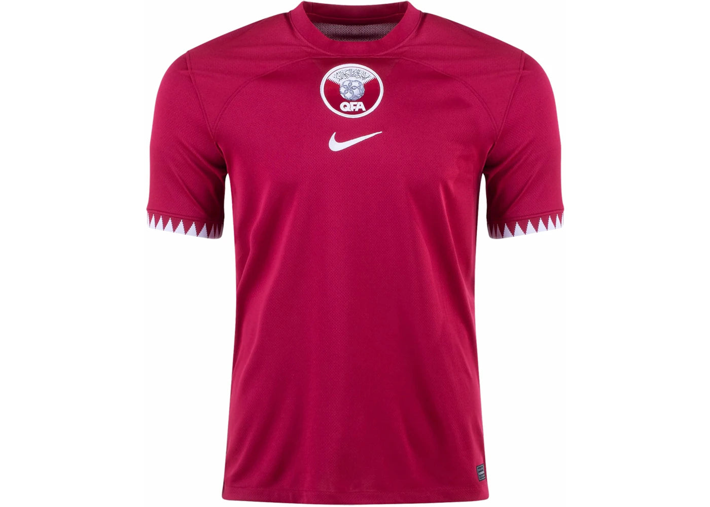 Nike Qatar 2022/23 Stadium Home Dri-FIT Soccer Jersey Desert Maroon/White - vue 360