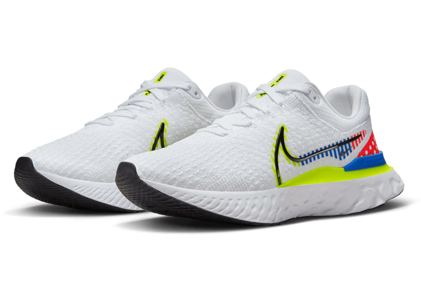 Nike React Infinity Run Flyknit 3 Premium White Volt Racer Blue - vue secondaire A