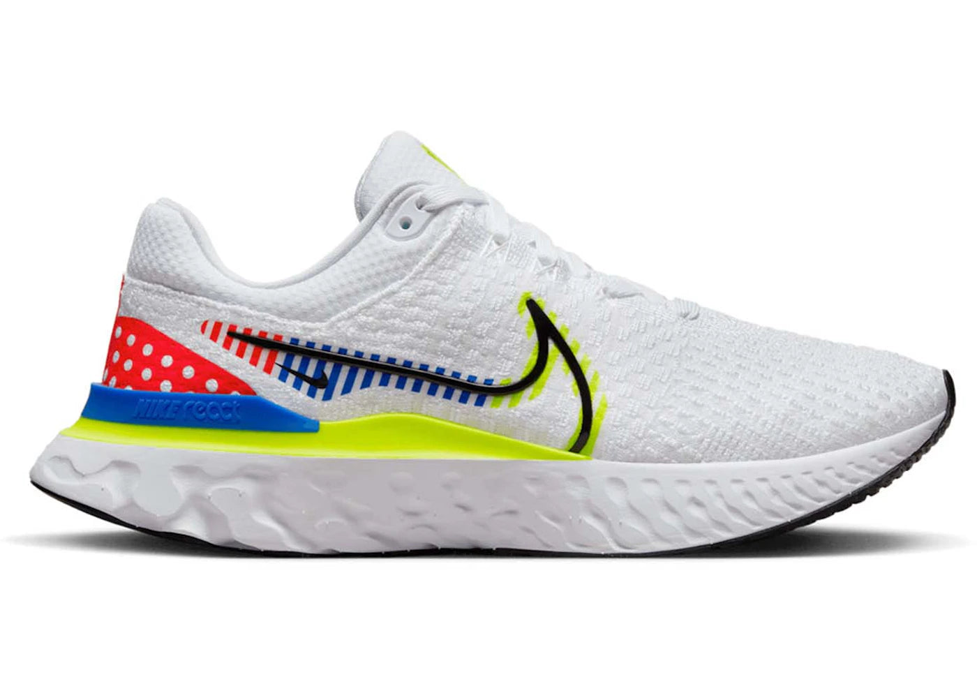 Nike React Infinity Run Flyknit 3 Premium White Volt Racer Blue - vue 360