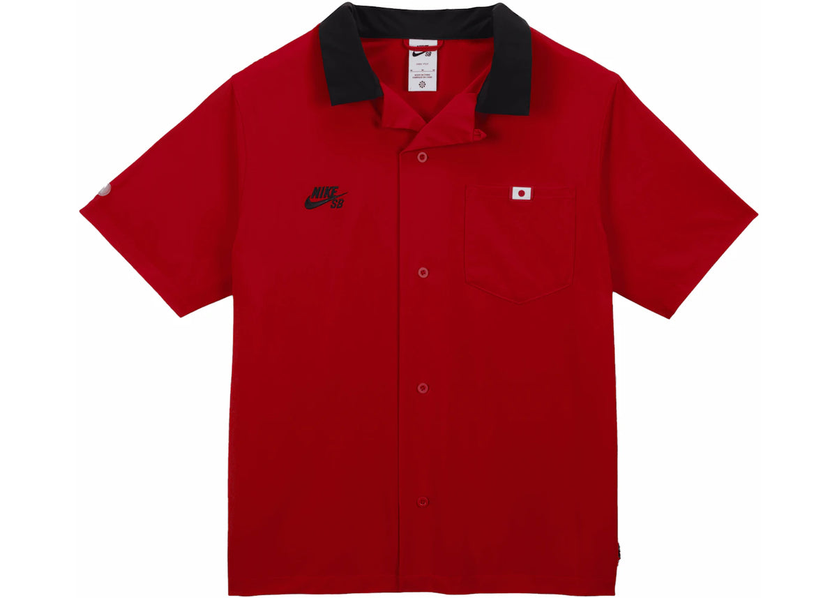 Nike SB Olympics 2024 Japan S/S Bowler Shirt Red/White (Asia Sizing) - vue 360