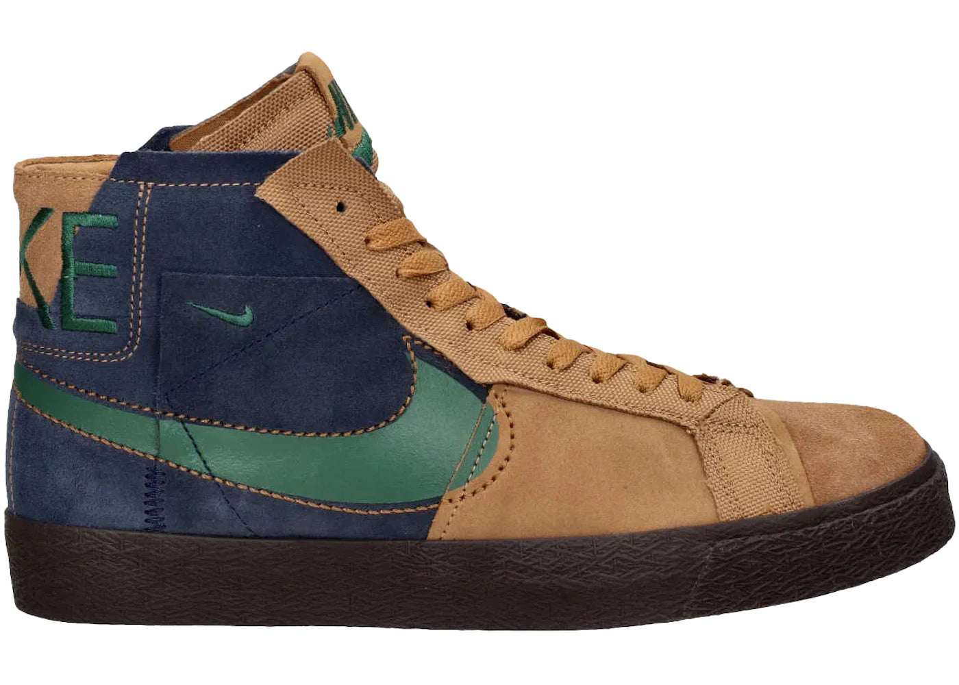 Nike SB Zoom Blazer Mid Premium Legend Dark Brown Obsidian Patchwork - vue 360