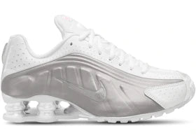 Nike Shox R4 White Bright Crimson Metallic Silver (GS) - authentic Nike sneakers