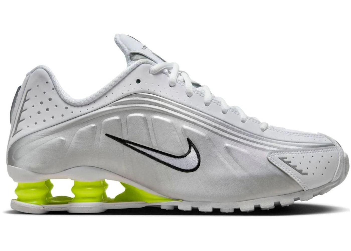 Nike Shox R4 White Metallic Silver Volt (Women's)