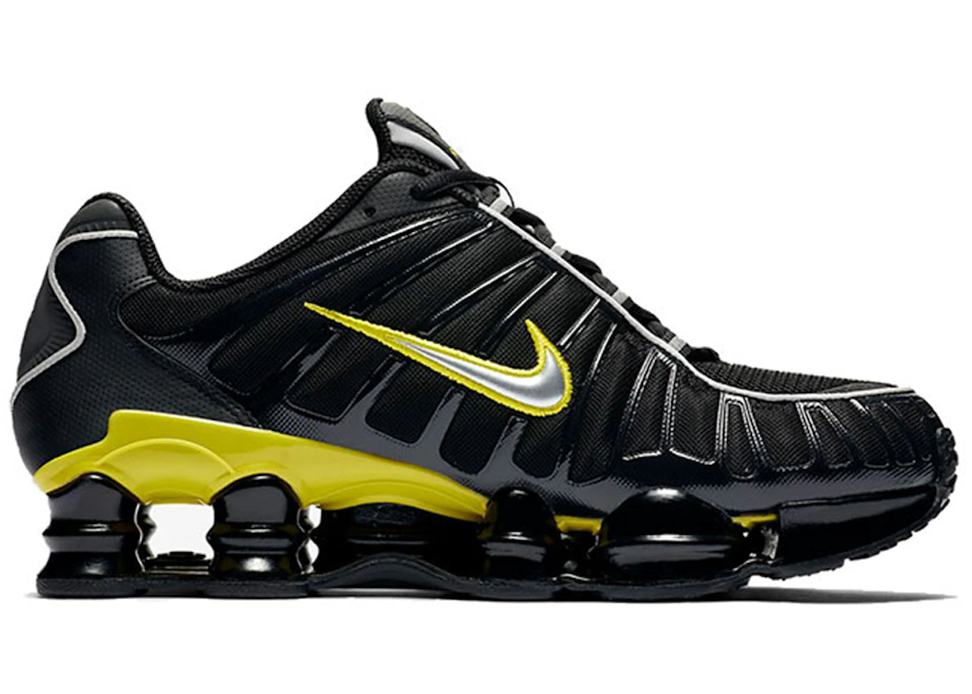Nike Shox TL Black Dynamic Yellow Metallic Silver