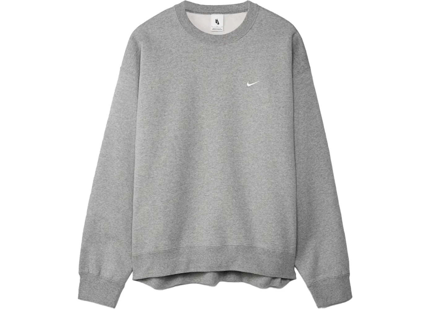 Nike Solo Swoosh Fleece Crewneck Dark Grey Heather/White - vue secondaire A