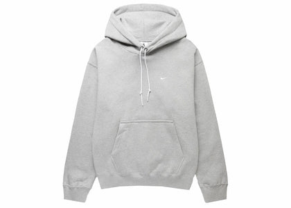 Nike Solo Swoosh Fleece Pullover Hoodie Dark Grey Heather/White - authentic Nike apparel