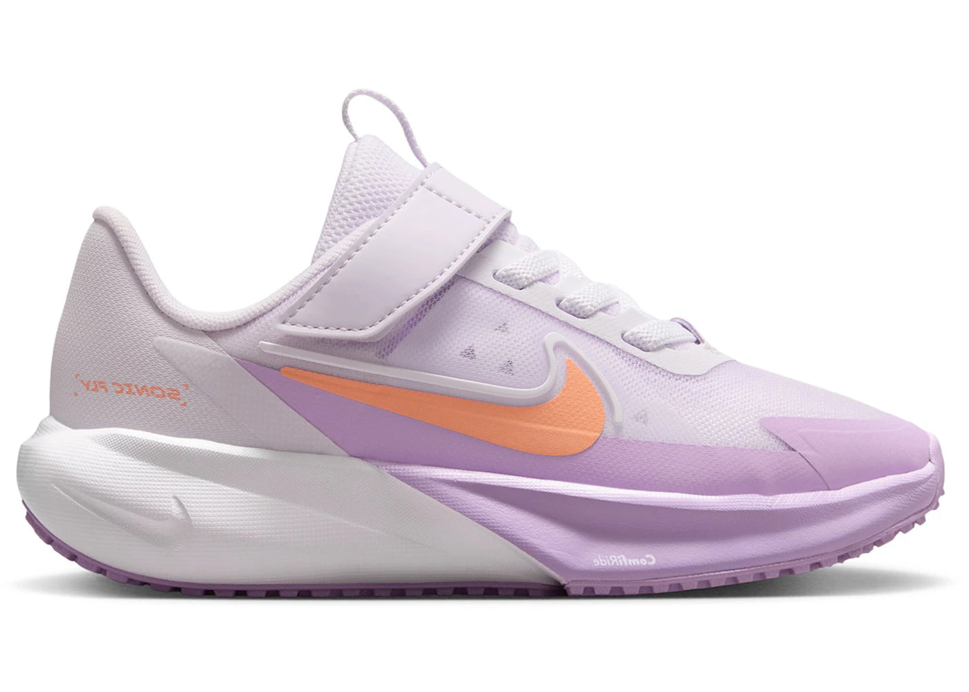 Nike Sonic Fly Barely Grape White Violet Star Apricot Agate (PS) - vue 360