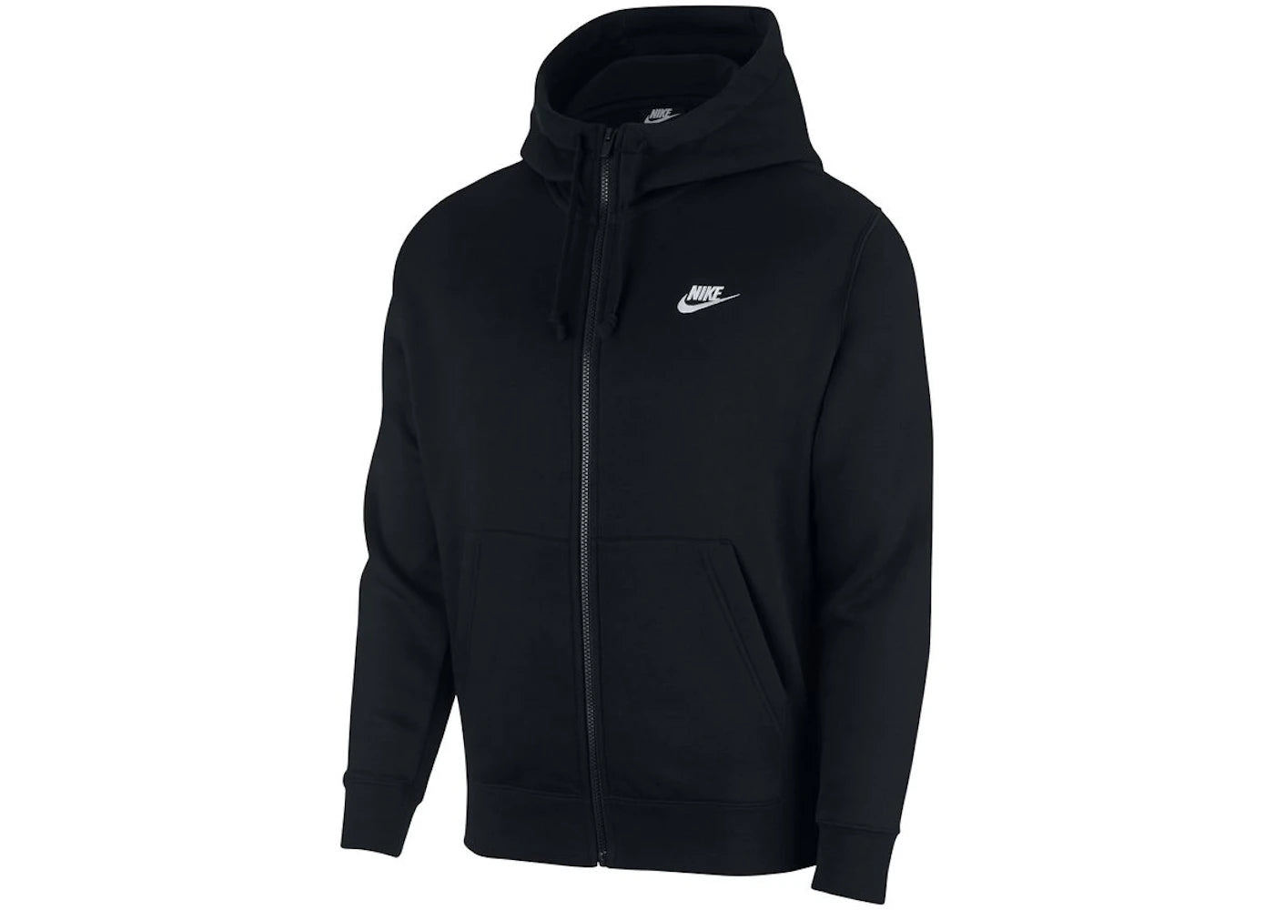 Nike Sportswear Club Fleece Full-Zip Hoodie Black/Black/White - vue 360