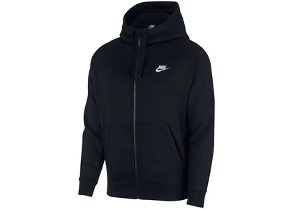 Nike Sportswear Club Fleece Full-Zip Hoodie Black/Black/White - authentic Nike apparel
