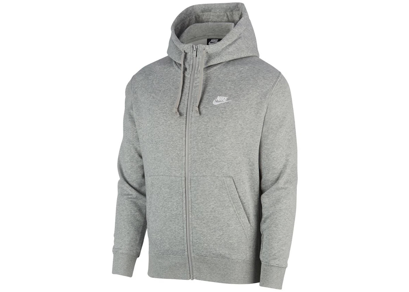Nike Sportswear Club Fleece Full-Zip Hoodie Dark Grey Heather/Matte Silver/White - vue 360