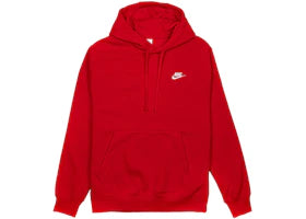 Nike Sportswear Club Fleece Pullover Hoodie Red/White