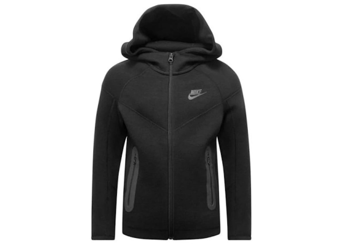 Nike Sportswear Kids' Tech Fleece Full-Zip Hoodie Black/Black - vue 360