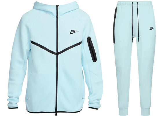Nike Sportswear Tech Fleece Full Zip Hoodie & Jogger Set Glacier Blue sneakers - authentic Nike shoes
