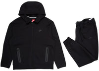 Nike Sportswear Tech Fleece Hoodie mit durchgehendem Reißverschluss &amp; Jogginghose Set Schwarz/Schwarz