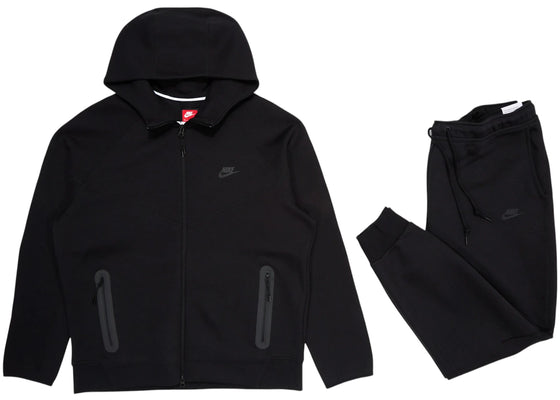 Nike Sportswear Tech Fleece Full-Zip Hoodie & Joggers Set Black/Black sneakers - authentic Nike shoes