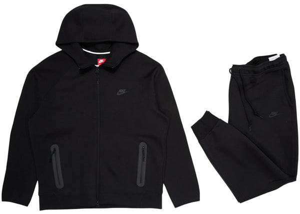 Nike Sportswear Tech Fleece Full-Zip Hoodie & Joggers Set Black/Black sneakers - authentic Nike shoes