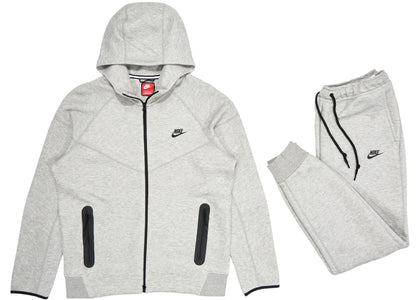 Nike Sportswear Tech Fleece Full-Zip Hoodie & Joggers Set Dark Heather Grey/Black - authentic Nike apparel