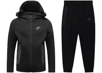 Nike Sportswear Tech Fleece Kids Full Zip Hoodie & Joggers Set Black