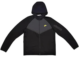 Nike Sportswear Tech Fleece Windrunner Full Zip Hoodie Black/Dark Smoke Grey/Neon Yellow - vue 360