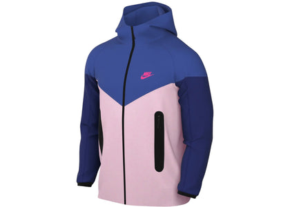 Nike Sportswear Tech Fleece Windrunner Full Zip Hoodie Game Royal/Pink Foam/Hyper Pink - authentic Nike apparel