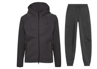 Nike Sportswear Tech Fleece Windrunner Set mit Kapuzenpullover und Jogginghose mit durchgehendem Reißverschluss, Anthrazit/Schwarz