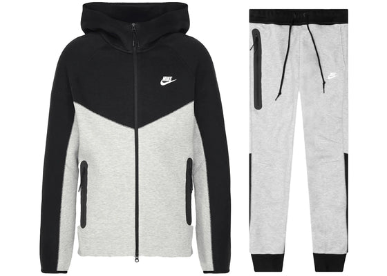 Nike Sportswear Tech Fleece Windrunner Full Zip Hoodie & Joggers Set Dark Grey Heather/Black/White sneakers - authentic Ni...