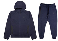 Nike Sportswear Tech Fleece Windrunner Hoodie und Jogginghose mit durchgehendem Reißverschluss, Obsidian Heather/Schwarz