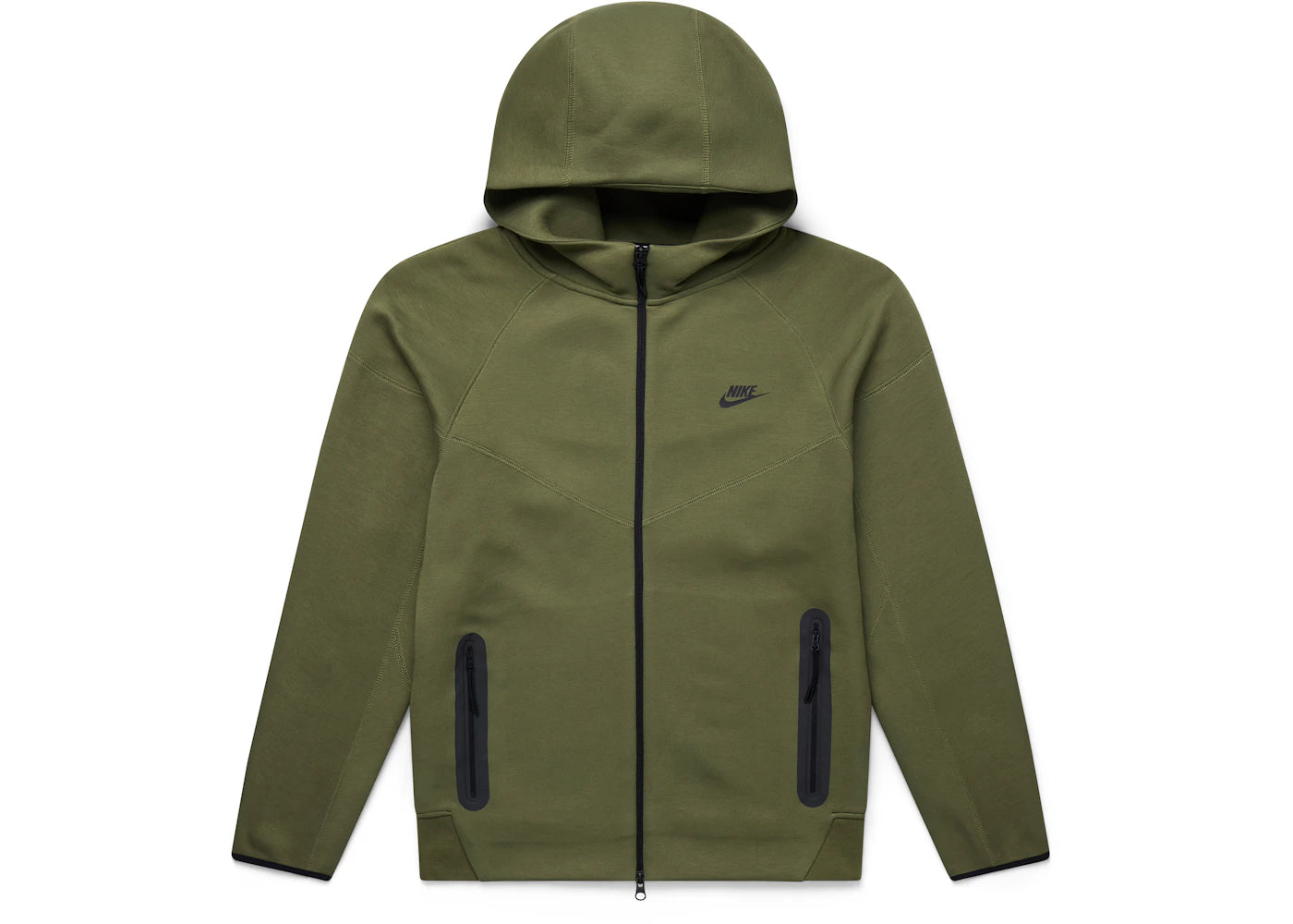 Nike Sportswear Tech Fleece Windrunner Kapuzenpullover mit durchgehendem Reißverschluss, Größe Medium, Oliv/Schwarz - vue secondaire A