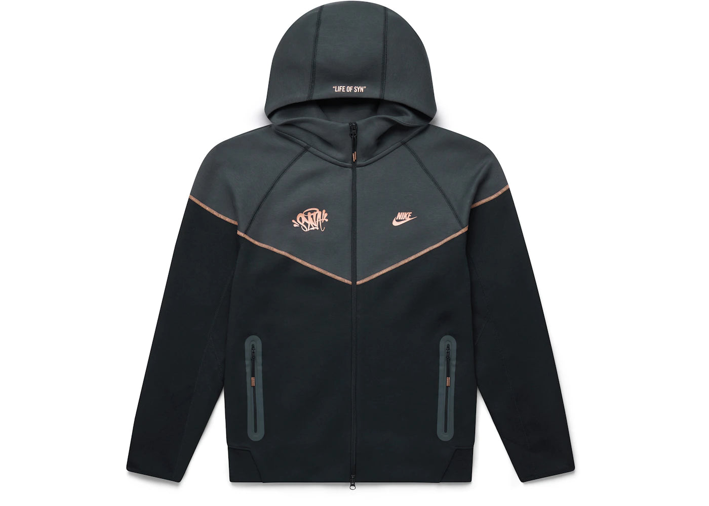 Nike Sportswear Tech Fleece x Central Cee Syna World Full Zip Hoodie Schwarz/Metallic Rot Bronze - vue 360