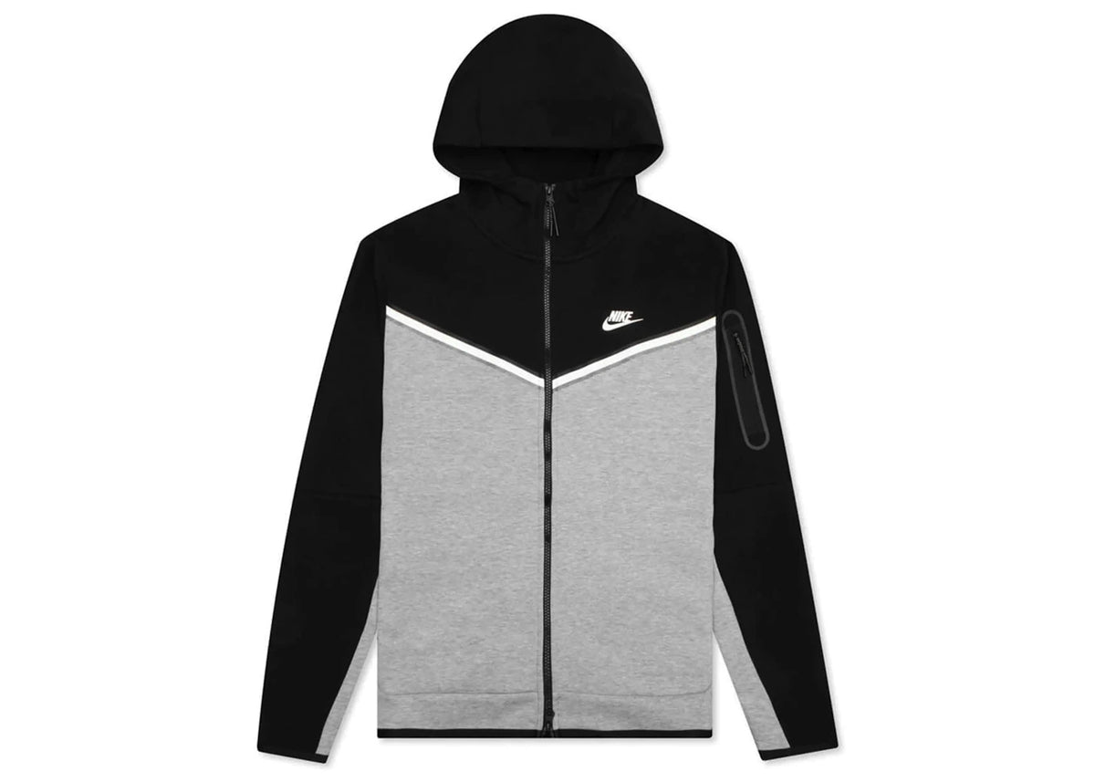 Nike Sportswear Tech Fleece Full-Zip Hoodie Black/Dark Grey Heather/White - vue 360