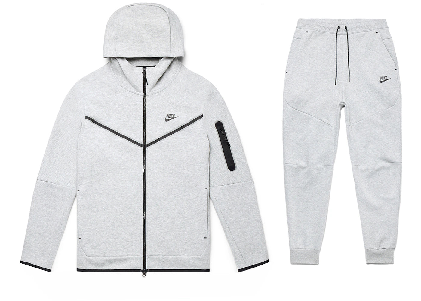 Nike Sportswear Tech Fleece Full Zip Hoodie & Joggers Set Grey - vue 360
