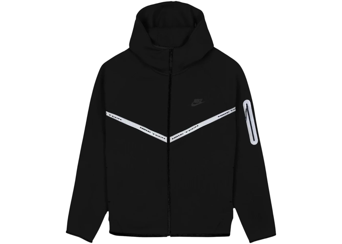 Nike Tech Fleece Reflective Full Zip Hoodie Black/White - vue 360
