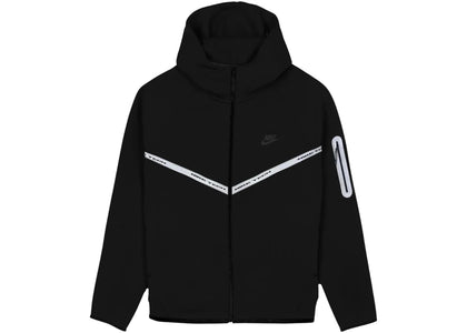 Nike Tech Fleece Reflective Full Zip Hoodie Black/White - authentic Nike apparel