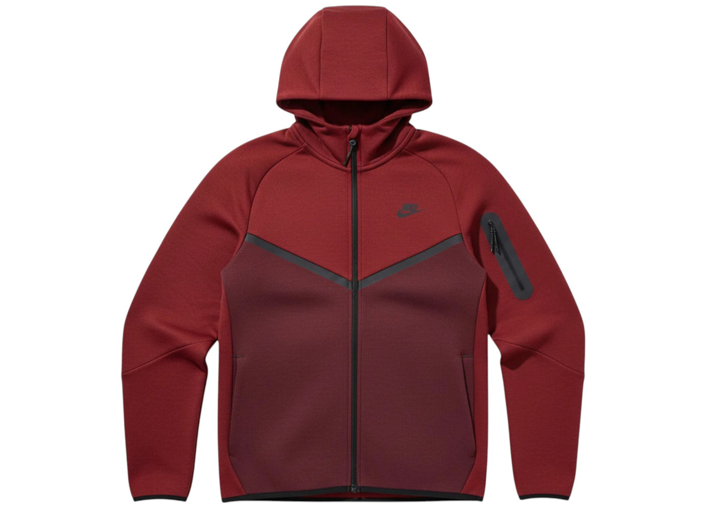 Nike Tech Fleece Windrunner Full Zip Hoodie Dark Team Red/Burgundy Crush-Black - vue 360