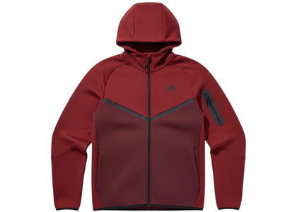 Nike Tech Fleece Windrunner Full Zip Hoodie Dark Team Red/Burgundy Crush-Black - authentic Nike apparel