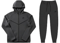 Nike Tech Fleece Windrunner Full Zip Hoodie & Jogger Set Black Heather/Black
