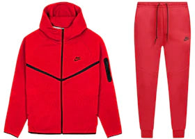 Nike Tech Fleece Windrunner Full Zip Hoodie & Jogger Set Gym Red/Black - vue 360