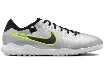 Nike Tiempo Legend 10 Pro TF Metallic Silver Volt Black - authentic Nike sneakers