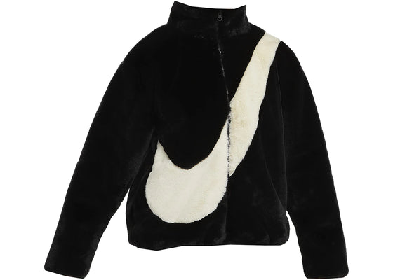 Nike Womens Oversized Swoosh Logo Jacket Black/Fossil sneakers - authentic Nike shoes